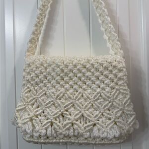 Elegant White Crochet Shoulder Bag